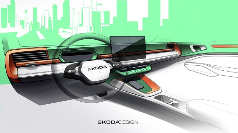 Skoda показала интерьер нового кроссовера Epiq на первых эскизах